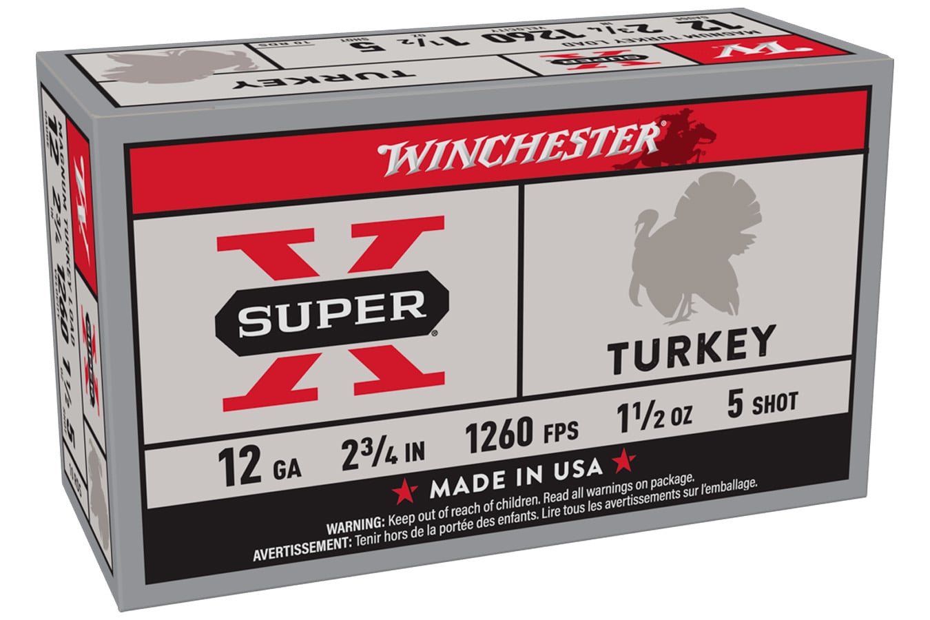 Winchester 12 Ga 2 3/4 in 1 1/2 oz #5 Shot Super X 10/Box